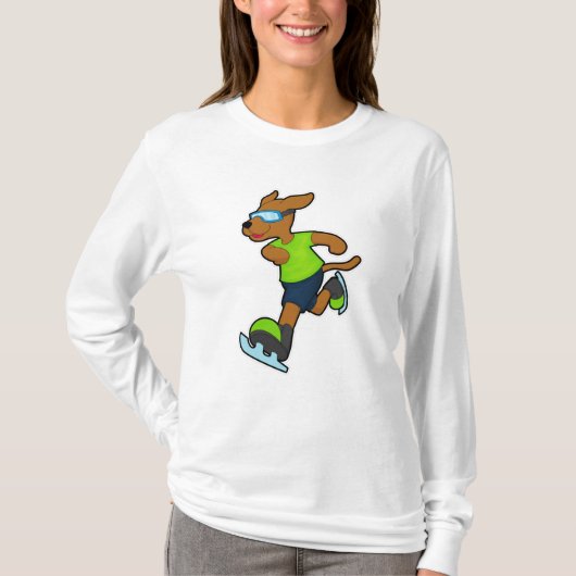 ドッグアットアイススケートで滑るとゴーグル Tシャツ (正面)