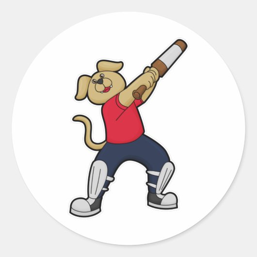 ドッグアットクリケットウィズクリケットこうもり ラウンドシール (正面)