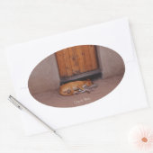 ドッグアットレストオーバルステッカー 楕円形シール (封筒)