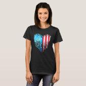 ドッグアメリカン国旗の水彩画の芸術ジュリーの4th tシャツ (正面フル)