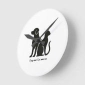 ドッグアンドキャットボホデザイン ラウンド壁時計 (傾斜)