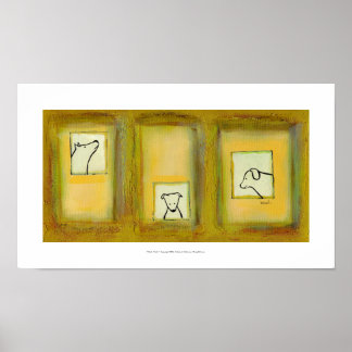 ドッグアートコンテンポラリーおもしろいオリジナル絵画ズ ポスター