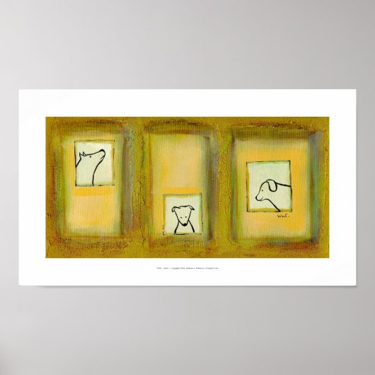 ドッグアートコンテンポラリーおもしろいオリジナル絵画ズ ポスター (正面)