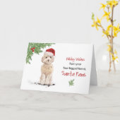 ドッグインのシャンパンコックパプーおもしろいクリスマス カード (黄色い花)