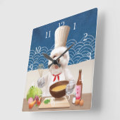 ドッグインシェフハット調理師スープ角壁時計 スクエア壁時計 (傾斜)