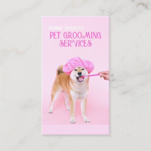 ドッグインシャワーキャップペットグルーミングサービス 名刺 (正面)