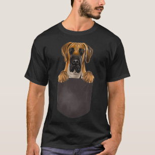 ドッグインポケットおもしろい犬恋人ブラウングレートDane Tシャツ