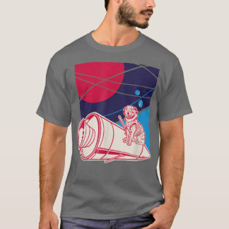 ドッグイン宇宙ロケット惑星ペット Tシャツ