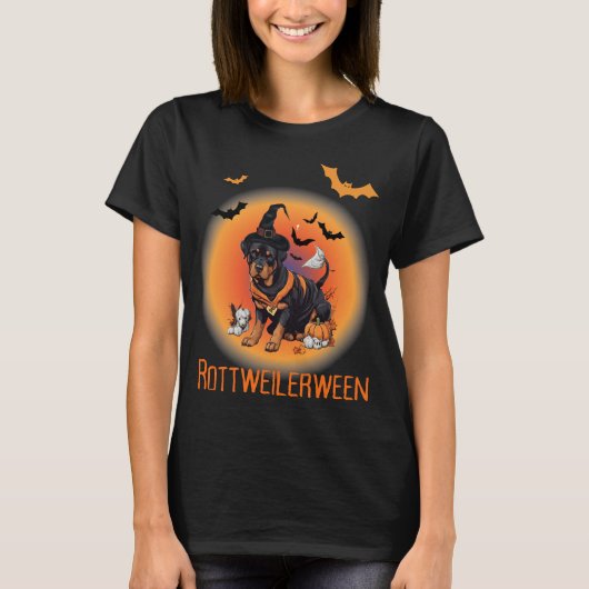ドッグウィッチロットワイラーハロウィーン Tシャツ (正面)