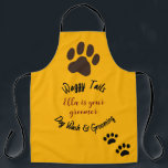 ドッグウォッシュ&トリマーカスタマイズ エプロン<br><div class="desc">犬洗いとトリマーエプロン。大きな前足と下の2つの小さな前足。編集可能。カスタマイズ可能な文字と名前。</div>