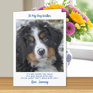 ドッグウォーカーありがとう – Blue Pet Photo Cute Dog サンキューカード
