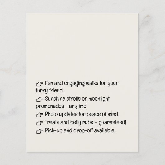 ドッグウォーカーおもしろいと魅力的な漫画フライヤー チラシ (裏面)