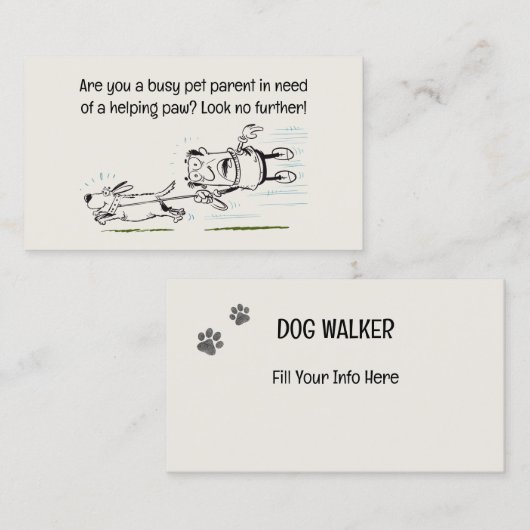 ドッグウォーカーおもしろいと魅力的な漫画 名刺 (正面/裏面)