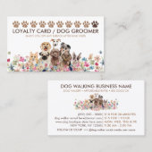 ドッグウォーカーかわいいロイヤリティ 名刺 (正面/裏面)