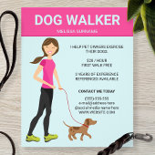 ドッグウォーカーで茶色の犬のイラストレーション チラシ