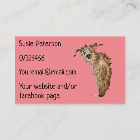 ドッグウォーカーとペットシッターのビジネスペット犬 名刺 (裏面)