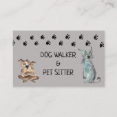 ドッグウォーカーとペットシッターのビジネスペット犬 名刺 (正面)