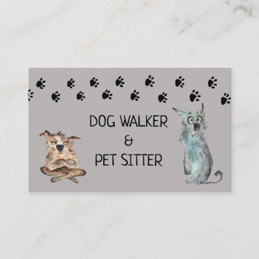 ドッグウォーカーとペットシッターのビジネスペット犬 名刺 (正面)