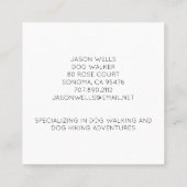 ドッグウォーカーと犬の冒険テクスチャードされたグロー スクエア名刺 (裏面)