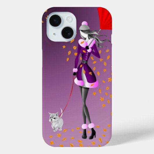 ドッグウォーカーと紅葉iPhoneケース Case-Mate iPhoneケース (裏面)
