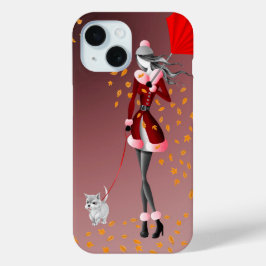 ドッグウォーカーと紅葉iPhoneケース iPhone 15ケース