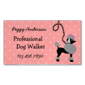 ドッグウォーカーのプードルのレトロのモダン50sペット歩く マグネット名刺 (正面)
