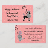ドッグウォーカーのレトロのモダン50sのプードルペット歩く 名刺 (正面/裏面)