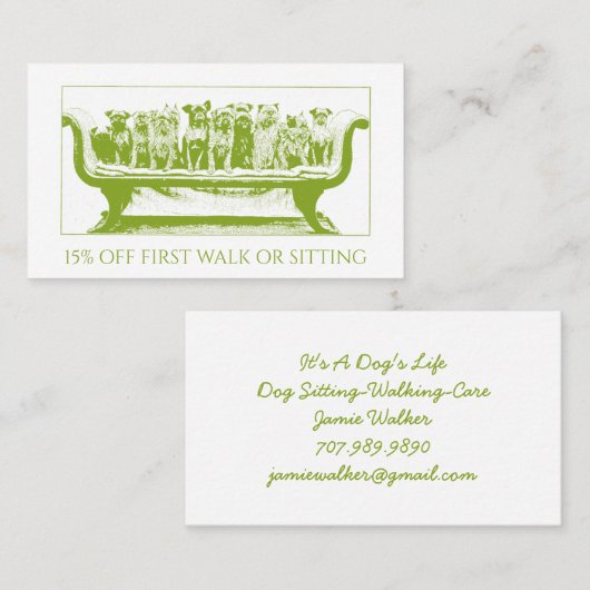 ドッグウォーカーの犬を連れて行く 割引カード (正面/裏面)