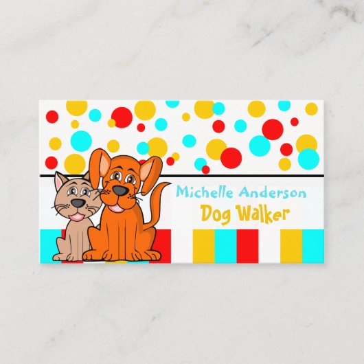 ドッグウォーカーの獣医およびペットショップ 名刺 (正面)