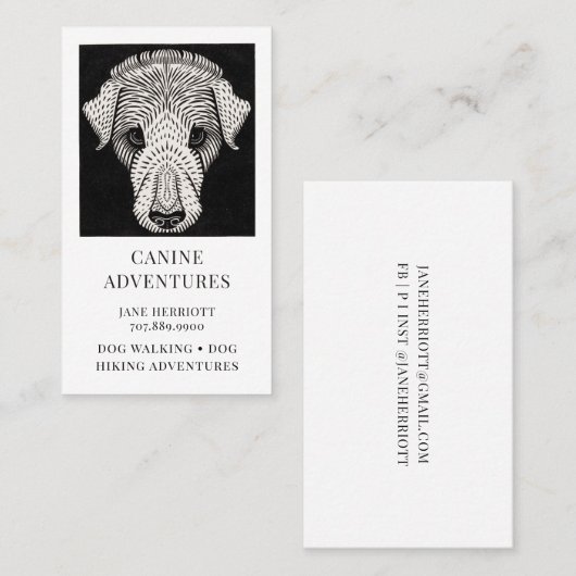ドッグウォーカーアドベンチャーウォーキングとハイキング 名刺 (正面/裏面)