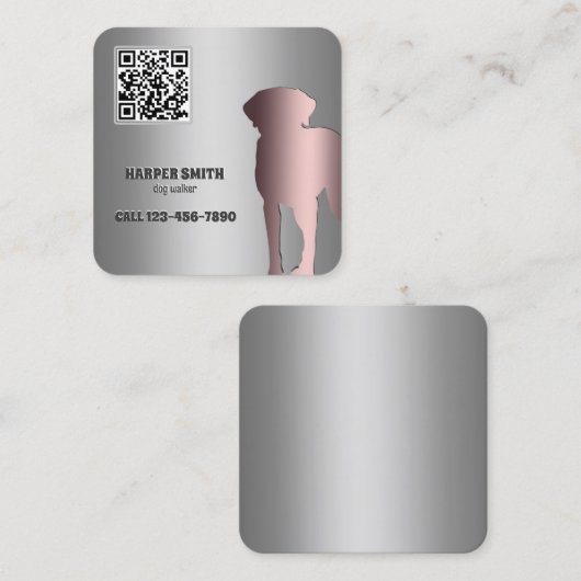 ドッグウォーカーカスタムQR スクエア名刺 (正面/裏面)