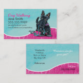 ドッグウォーカーキュートスコッティスカイブルー 名刺 (正面/裏面)