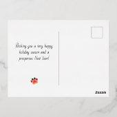 ドッグウォーカークリスマスキャットドッグ金ゴールドホリデークリスマス 箔シーズンポストカード (裏面)