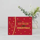 ドッグウォーカークリスマスキャットドッグ金ゴールドホリデークリスマス 箔シーズンポストカード (立ち正面)
