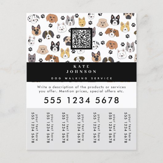 ドッグウォーカーグルーミングドッグトレーナーの引き裂きラベル チラシ (正面)