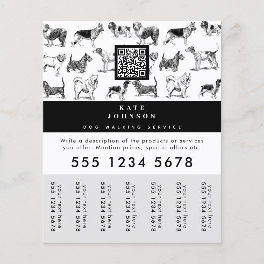 ドッグウォーカーグルーミングドッグトレーナーの引き裂きラベル チラシ (正面)