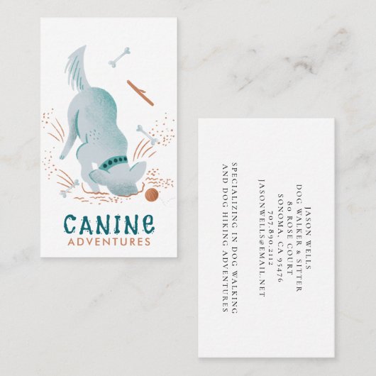 ドッグウォーカーシッター犬が土を掘る 名刺 (正面/裏面)