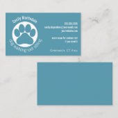 ドッグウォーカーシンプルペットシッター青グリーン 名刺 (正面/裏面)