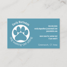 ドッグウォーカーシンプルペットシッター青グリーン 名刺