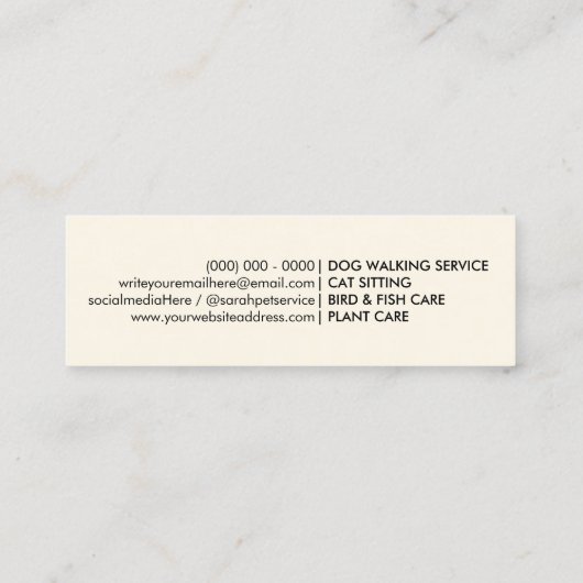 ドッグウォーカートリマー スキニー名刺 (裏面)