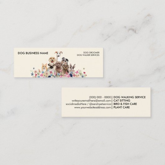 ドッグウォーカートリマー スキニー名刺 (正面/裏面)