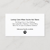 ドッグウォーカーペットあなたのペットの恋人の写真に座って 名刺 (裏面)