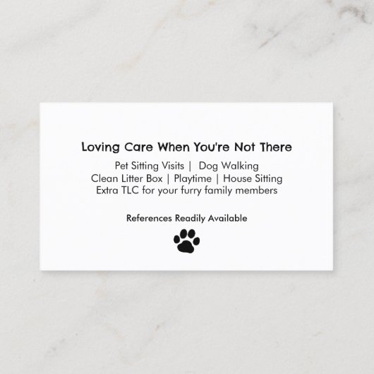 ドッグウォーカーペットあなたのペットの恋人の写真に座って 名刺 (裏面)