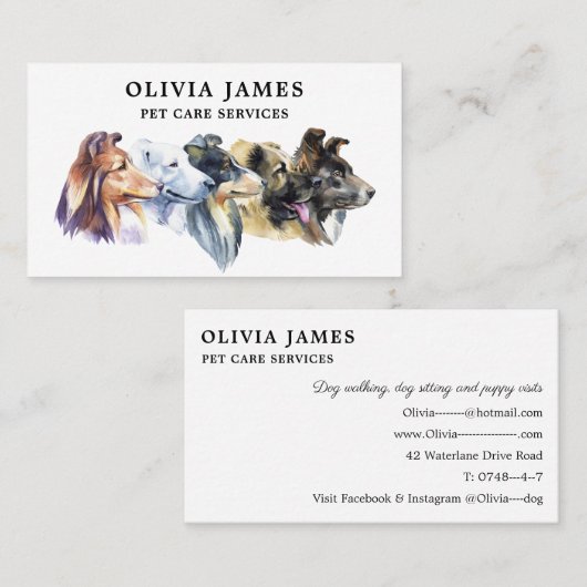 ドッグウォーカーペットケアサービスの名刺 名刺 (正面/裏面)