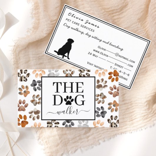 ドッグウォーカーペットケアサービス毛皮のプリントドッグ気に 名刺