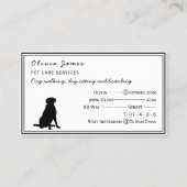 ドッグウォーカーペットケアサービス毛皮のプリントドッグ気に 名刺 (裏面)