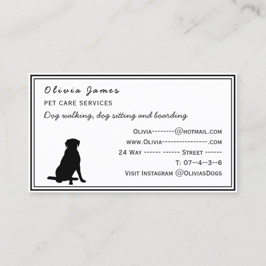 ドッグウォーカーペットケアサービス毛皮のプリントドッグ気に 名刺 (裏面)