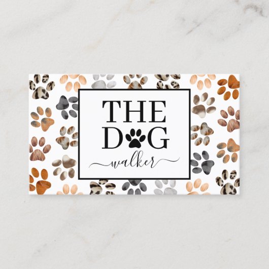 ドッグウォーカーペットケアサービス毛皮のプリントドッグ気に 名刺 (正面)