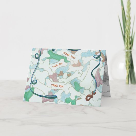 ドッグウォーカーペットシッターありがとうボーンズ図解入りの、写真付きの サンキューカード (正面)