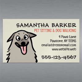 ドッグウォーカーペットシッターおもしろいふわふわ犬 マグネット名刺